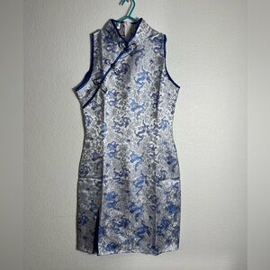 NWT Chinese new year dress cheongsam qipao dress M blue